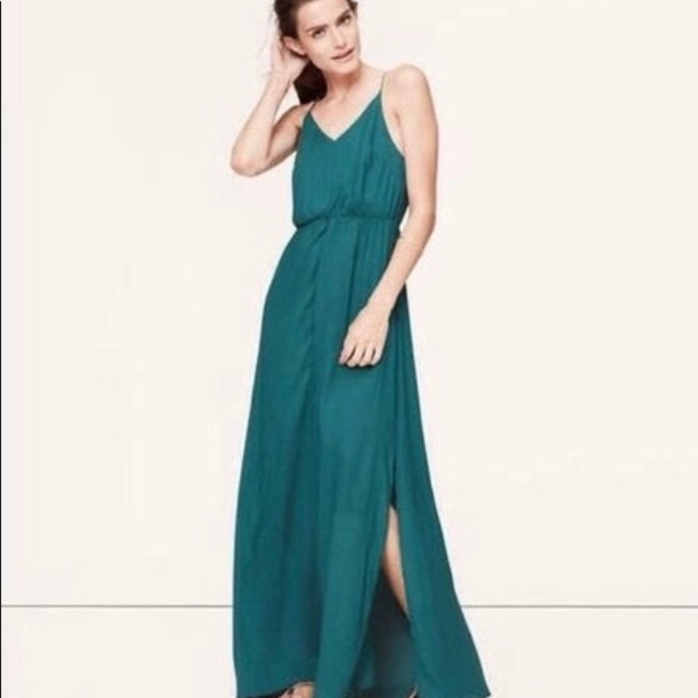 LOFT Mallard Green Strappy Maxi Dress